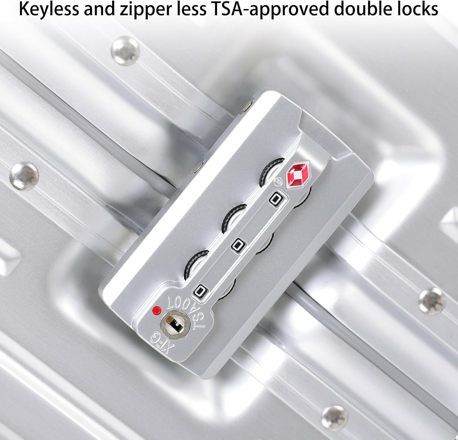 Metal All Aluminum Carry-on Luggage TSA Customs Lock Zipperless Silent Rotary Wheel Business Suitcase Aluminum Frame Set (silvery, 26 '')