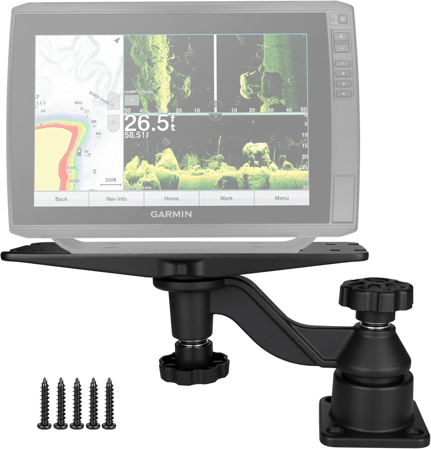 Lengthen Aluminum Swing Arm Fish Finder Mount for 7"-16" Large Fishfinders & Chartplotters, Depth Finder Mount Compatible with Lowrance,Garmin,Humminbird and More,for Boats (Long)