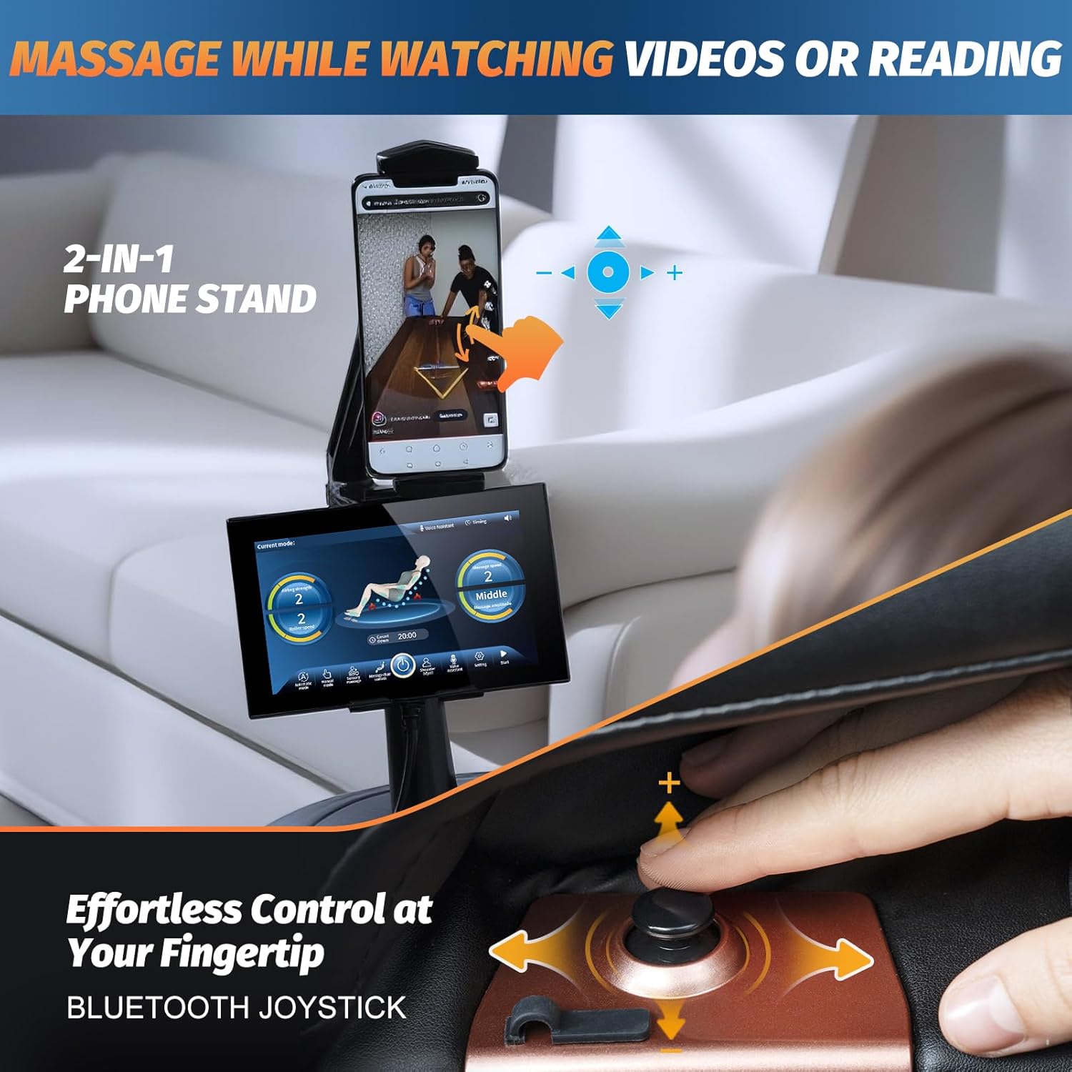 Massage Chair Full Body, 2026 Zero Gravity SL-Track Shiatsu Massage Chairs Recliner with AI Voice, LED Backlight Remote Control, Waist & Calf Heating, Phone Joystick and Holder, G6 Black - Image 3