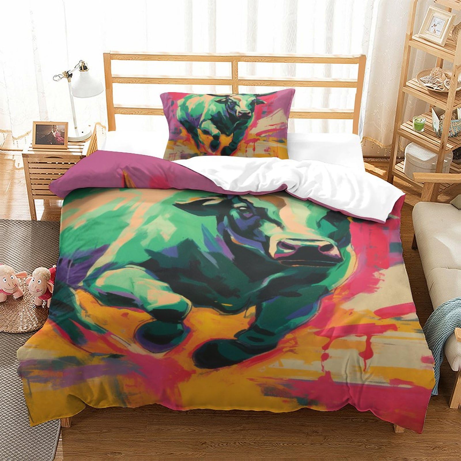 Parure de lit microfibre 3D Yak avec fermeture éclair Single