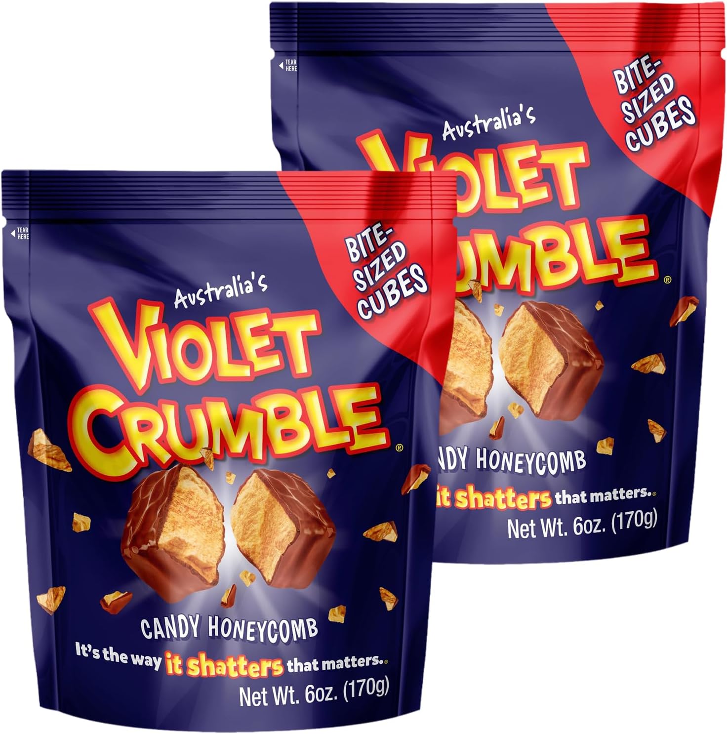 170 Grams x Two Multi Packs (340g total). Bite size Honey Comb Chunks Coated in Dairy Milk Chocolate. Imported from Australia