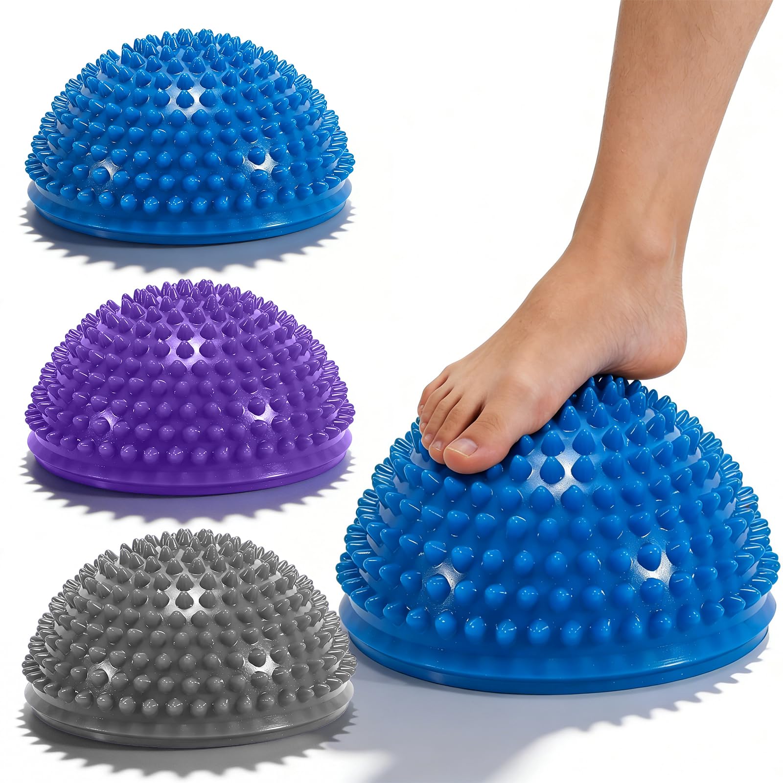 BORDEAG 3 pezzi Balance Board emisfero, equilibrio riccio fitness emisfero, cuscino di equilibrio, per il corpo, massaggio di coordinazione