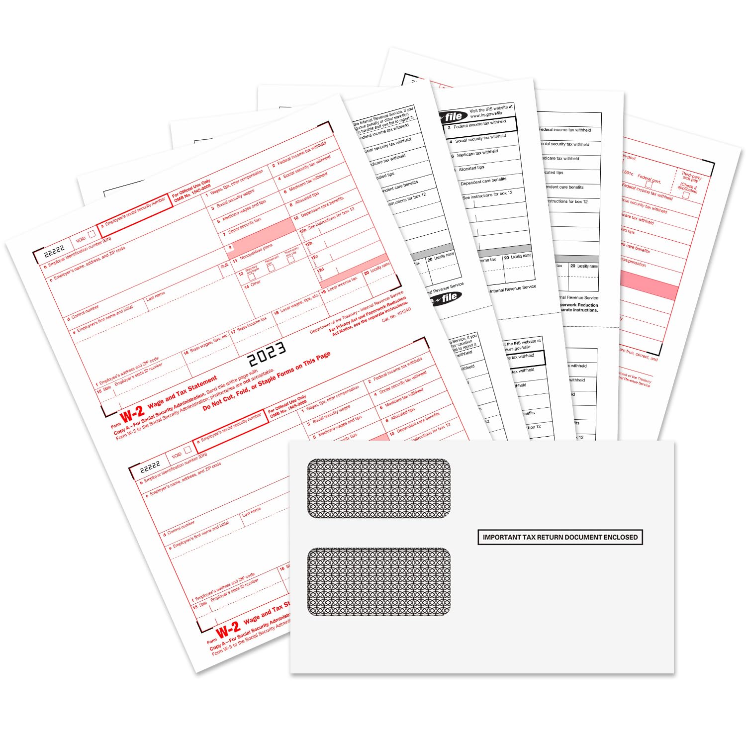 W2 Forms 2023, 6 Part Tax Forms, 25 Employee Kit Of