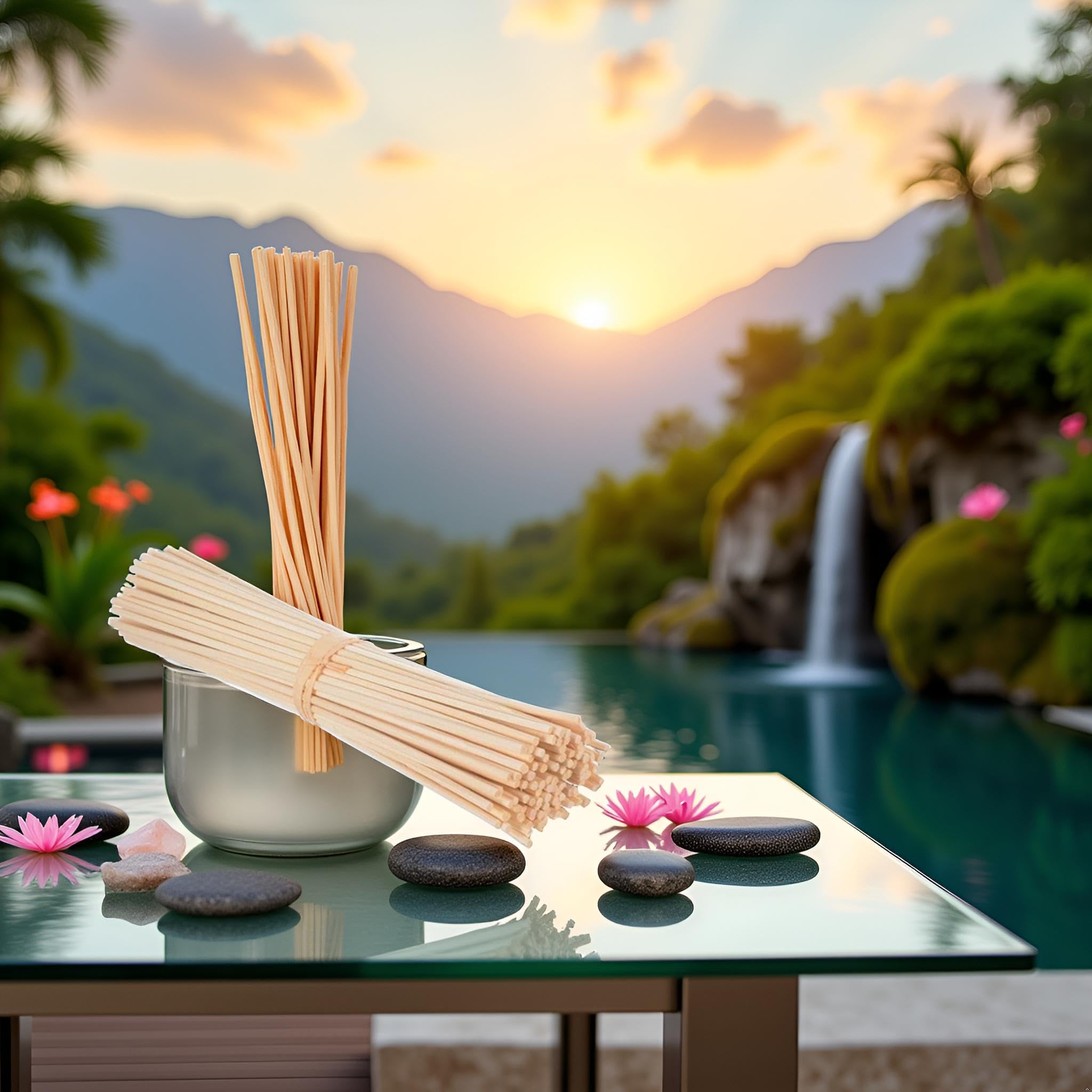 30 Pcs Wood Rattan Reed Sticks, Fragrance Diffuser Reed Sticks, Essential Oil Aroma Diffuser Replacements Sticks for Home,Office,Wedding Decor