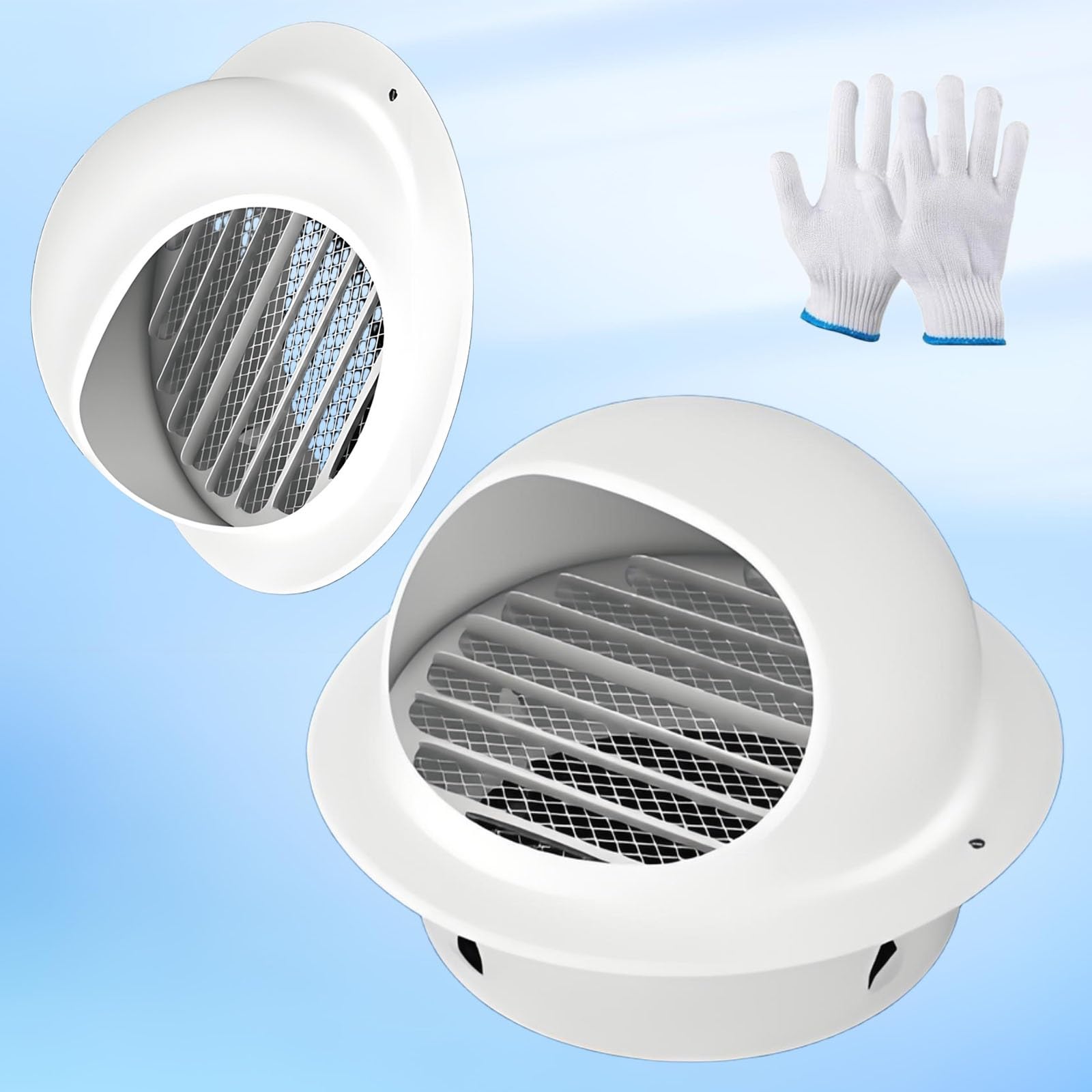 AMZBNEIDI Extractor Vent Cover Grille, Loered Grille Vent Cover 304 Stainless Steel 50-200mm Rainproof Hemispherical White(200mm)