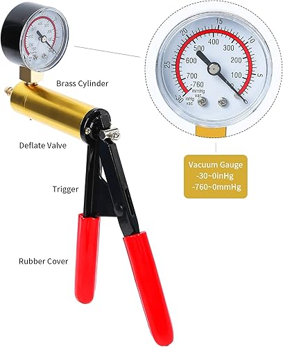 Miniatura 7 de ZJERYL GULL Kit de purga de frenos 2 en 1 con bomba de vacío manual con adaptadores de manómetro, juego de purga de líquido de frenos automotriz con