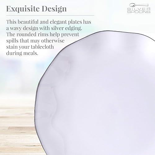 Miniatura 4 de Elegantes platos de plástico para fiesta con borde festoneado 10 unidades platos desechables de postre resistentes para recepción de boda 6 pulgadas