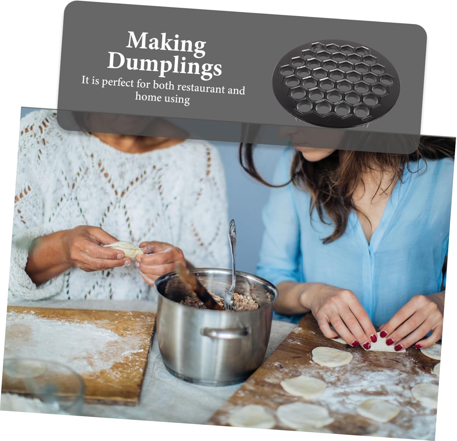 Cabilock 37holes Dumpling Maker Tool Zinc Alloy Mold for Easy Dumpling Preparation Space-saving Kitchen Accessory for Home and Restaurant Use Black