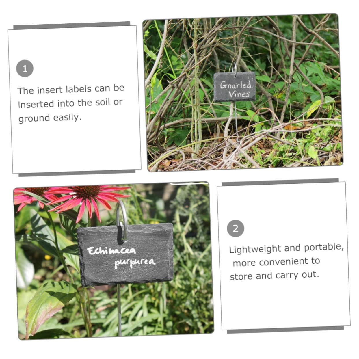 Etichette per Piante in Ardesia, 12 Pezzi, Facili da Scrivere, Leggere e Portatili, per Aiuole e Cortili, Accessorio da Giardino