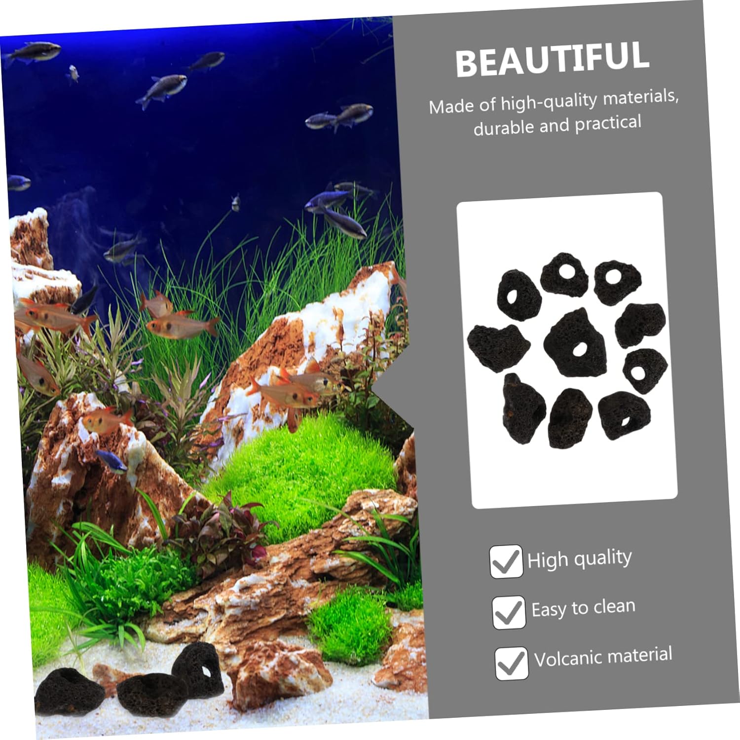 DOITOOL 30pcs Volcanic Rock Fish Tank Habitat Natural Stone Shelter for Aquatic Pets for Hiding Breeding and Playing Easy to Clean Aquarium Landscape Decor