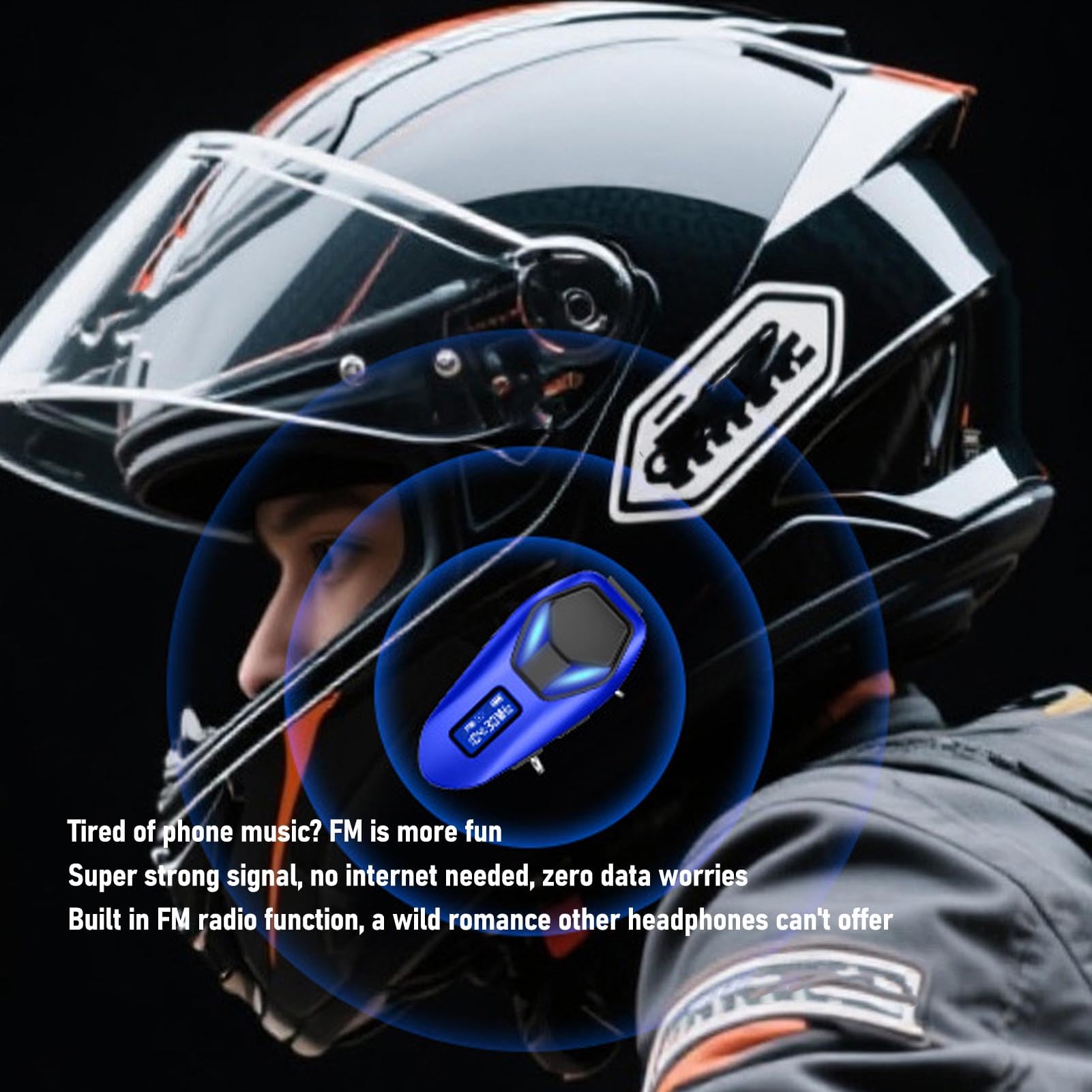 Jectse Cuffie BT per Casco Moto, Interfono per Casco Bidirezionale per 2 Ciclisti, Doppio Interfono e Condivisione di Musica, Lega di Zinco Premium, Tenuta Stagna IP65, per Moto, Sci,