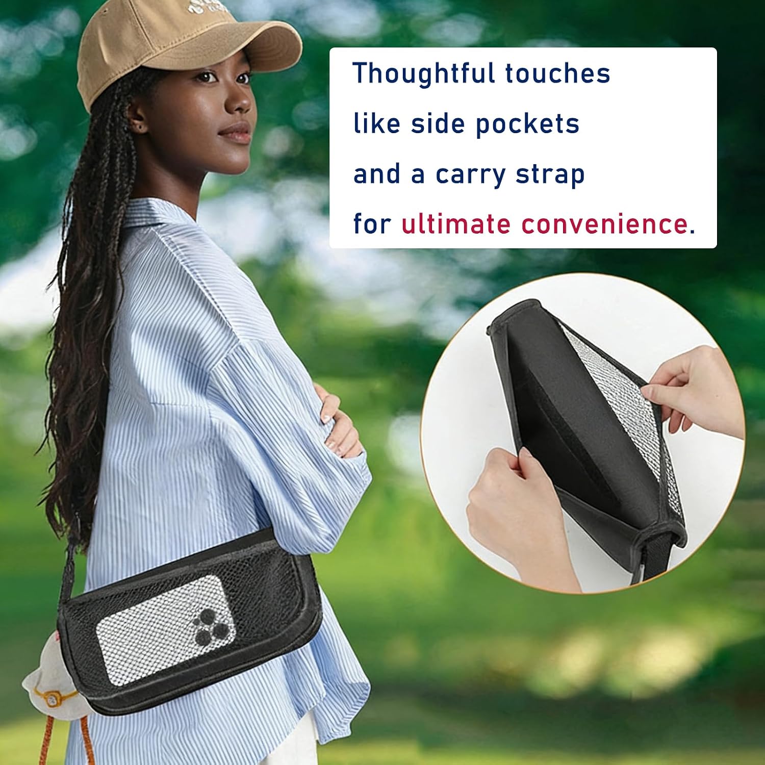 Portable Folding Stool with Strap, Holds 260lbs for Camping, Fishing, Hiking, Travel, Picnic and More (Black)