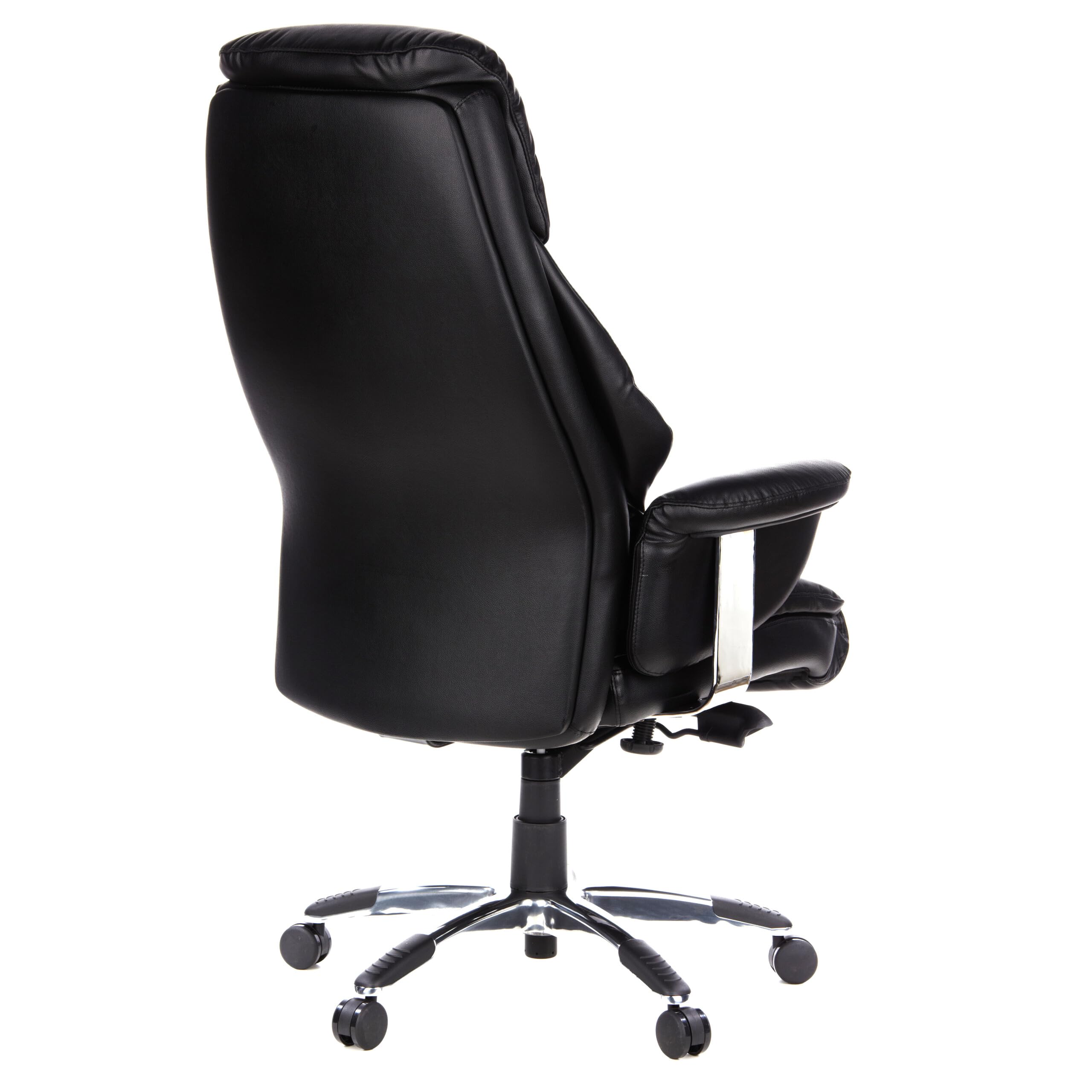 hjh OFFICE 608210 XXL Silla ejecutiva Prado Piel sintética Negro, Confortable Sillón de Oficina Buen Acolchado