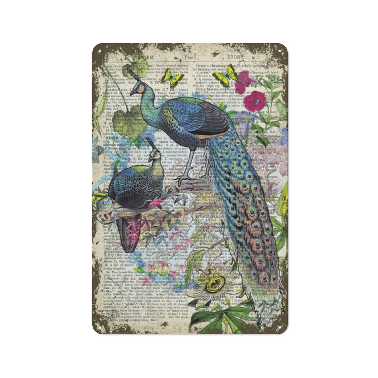 Sitrmgh Women's Sign Metal Tin Peacocks On A Branch Vintage Home Bathroom Wall Decor Plate Plaque Metal Birthday Anniversary Housewarming Gift For Men 8X12 Inch