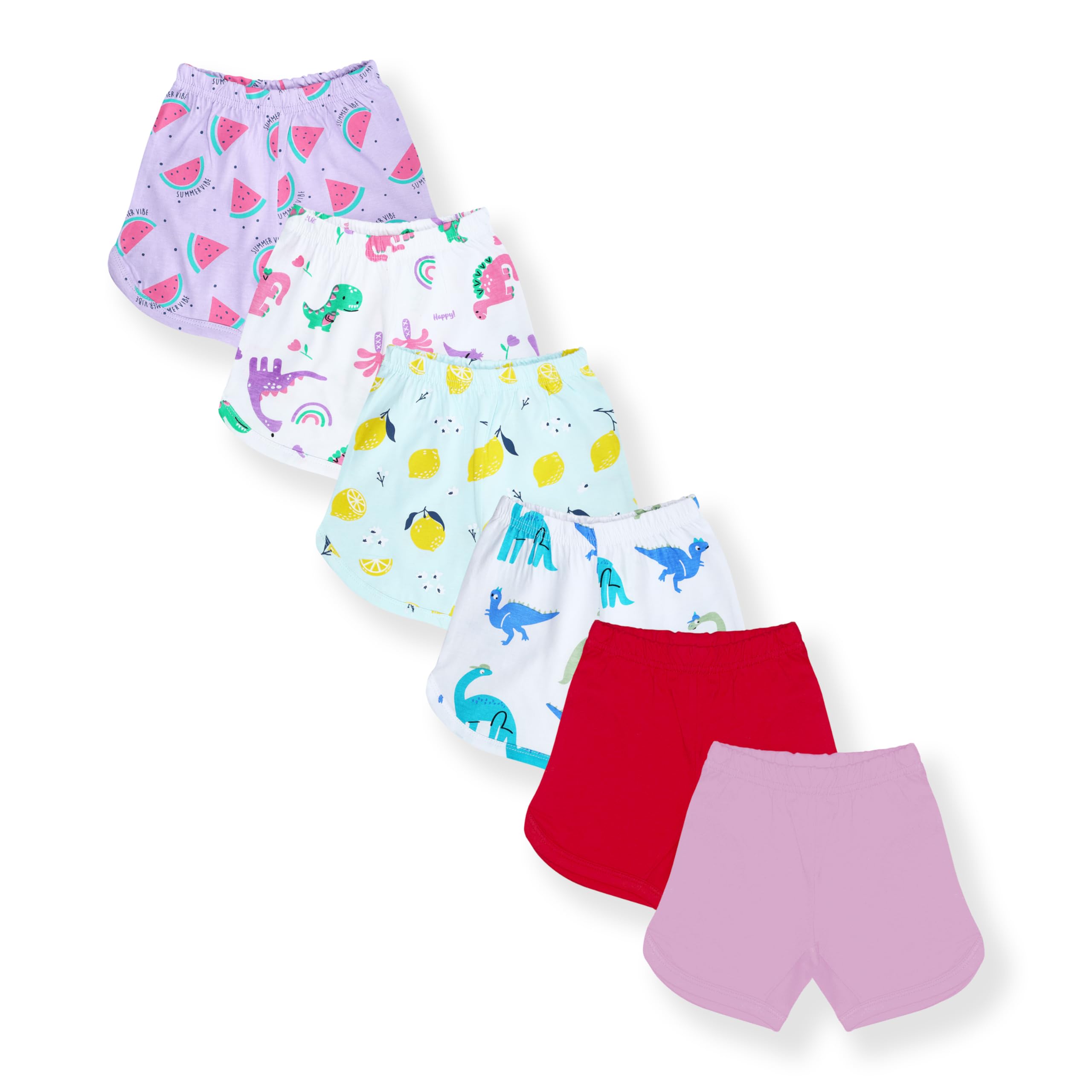 Baby Girls Regular Fit Multicolor Cotton Shorts (Pack of 6) - 0 to 24 Months-image-49