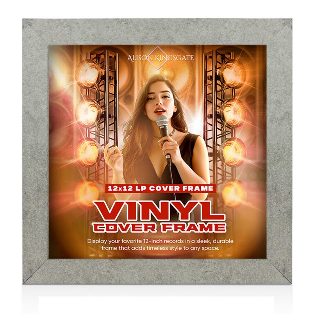 Alison Kingsgate 12x12 Grey Marble Vinyl Record Frame for LP Cover