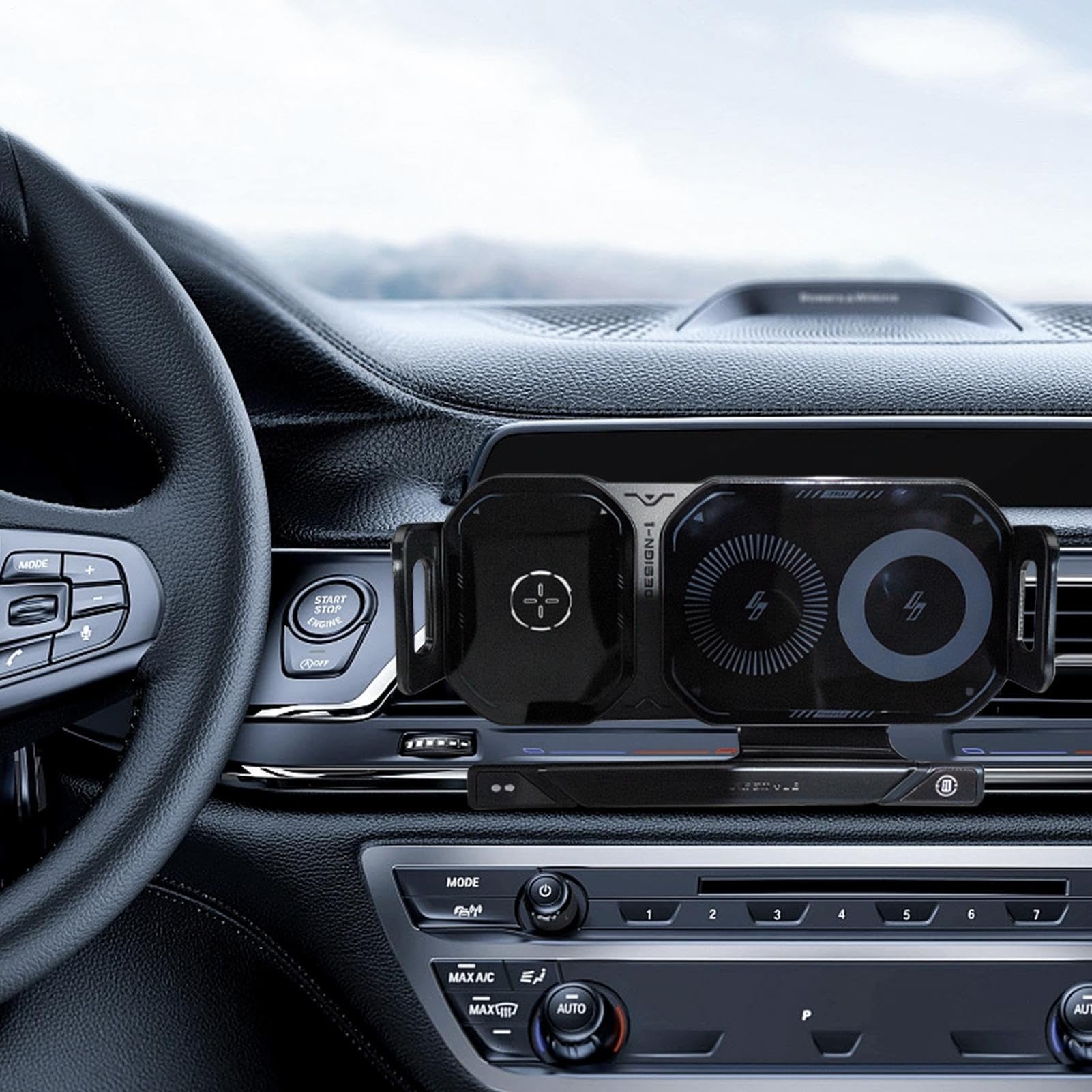 Caricabatterie wireless auto Caricatore da automobile per cellulare 15W | Supporto telefonico con bloccaggio automatico Per Chiamate Viaggi Navigazione