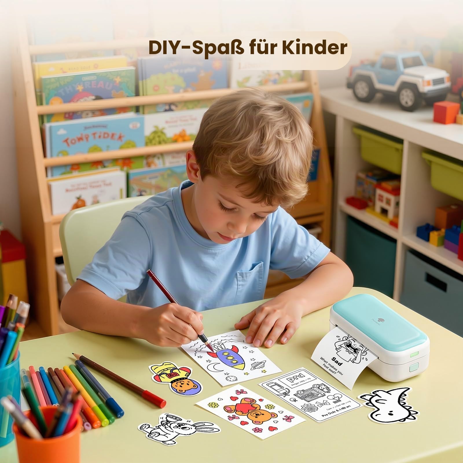 Phomemo M03C Flash Cards Drucker für Kinder,Lernkarten Flash Karten Maker mit 40 Papieren,Flash-Karten Printer für Malsets, Kunst & Basteln, Lernspielzeug für ab 2-8+ Jungen Mädchen Geschenke | Flash-Karten zum Lesen lernen, Montessori-Spielzeug für Kinde