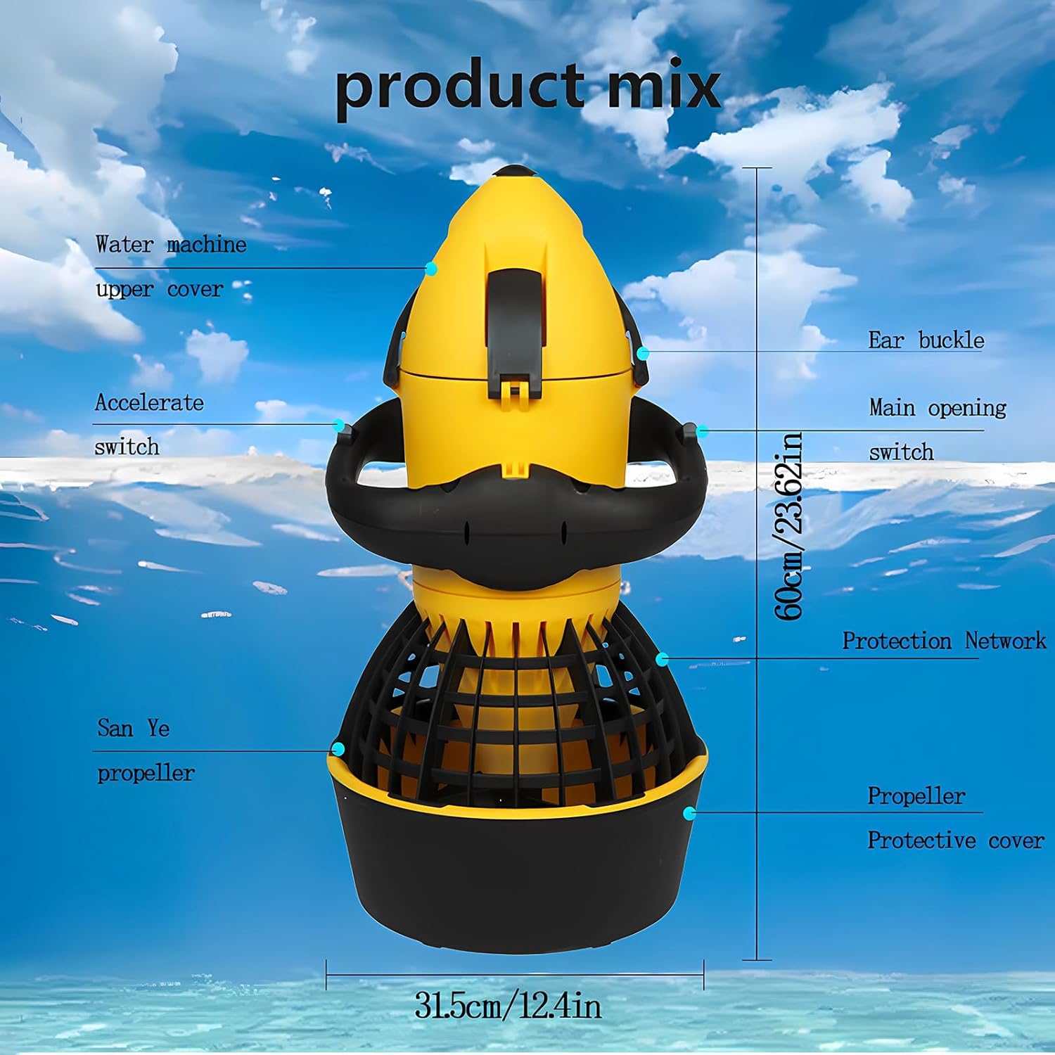 Marino Sottomarino scooter, underwater scooter booster for swimming pool for water sports, diving and snorkeling, suitable for diving and snorkeling in the ocean or in the pool, engines 4 71ZY0PQ3gpL. AC SL1500