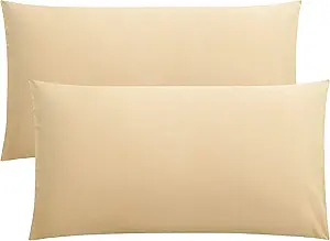 FLXXIE 2 Pack Microfiber King Pillow Cases, 1800 Super Soft Pillowcases with Envelope Closure, Wrinkle, Fade and Stain Resistant Pillow Covers, 20x36, Light Taupe
