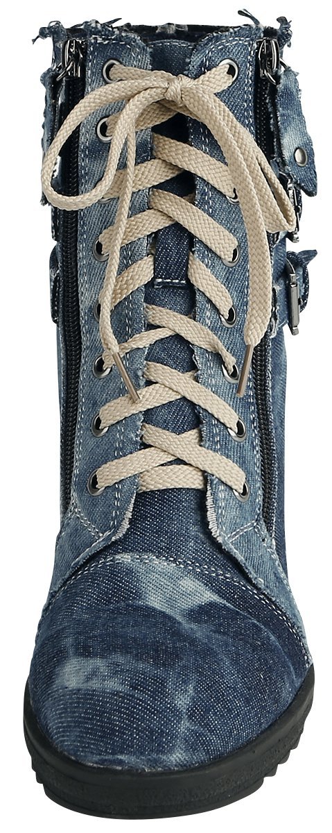 Rock Rebel by EMP Damen blaue High-Heels aus Jeans-Stoff im Used-Look