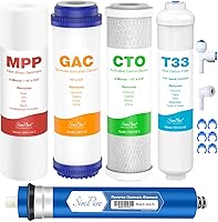 SimPure 5-Stage RO Replacement Filter Set with 75 GPD Membrane - Fits Most 10-Inch Under Sink Systems