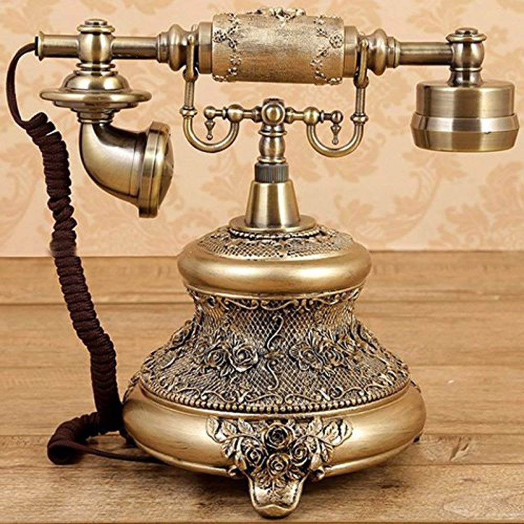 Telefono Antico, in Resina Imitazione Rame, Vintage, con quadrante rotativo retrò, Telefono Rotante Vecchio Stile per casa e Ufficio.,