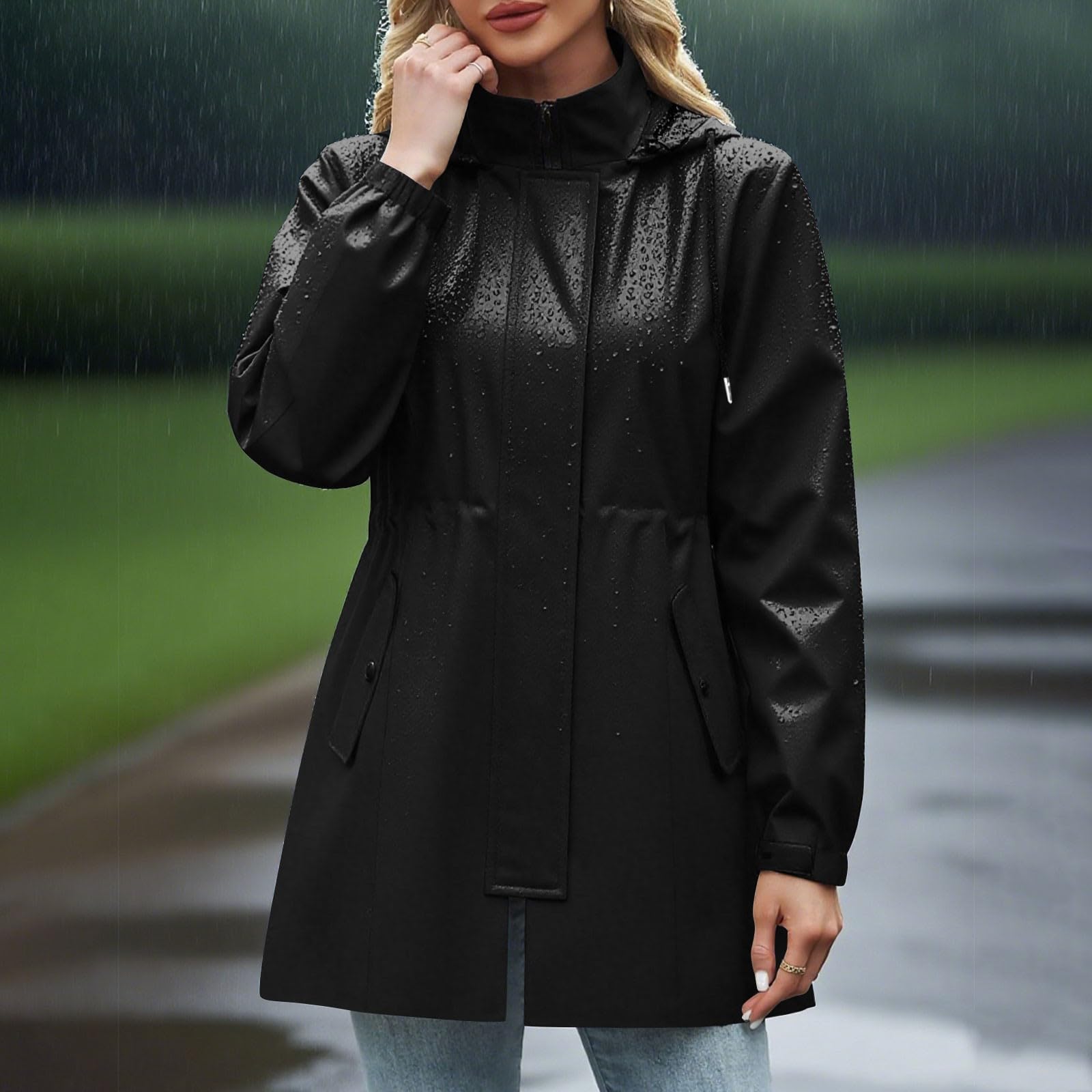 Chaqueta Impermeable Transpirable Para Mujer, Softshell, Liso, Plegable, Con Capucha, Cortavientos, Senderismo, Primavera Y Otoño. Abrigos Lana Mujer Invierno Capucha Capelina Parka