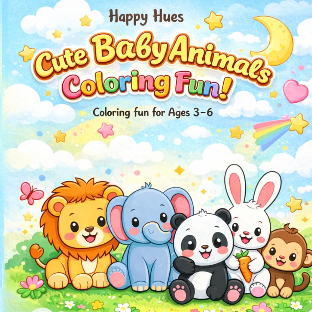 Cute Baby Animals Coloring Fun!: Coloring Fun For Ages 3-6!