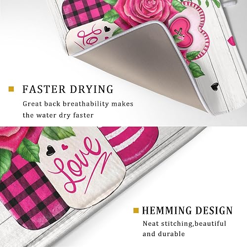 Vista 73 de Daisy On Old - Tapete de secado de platos de madera para encimera de cocina, tapete de secado de madera turquesa de 18 x 24 pulgadas con tapete