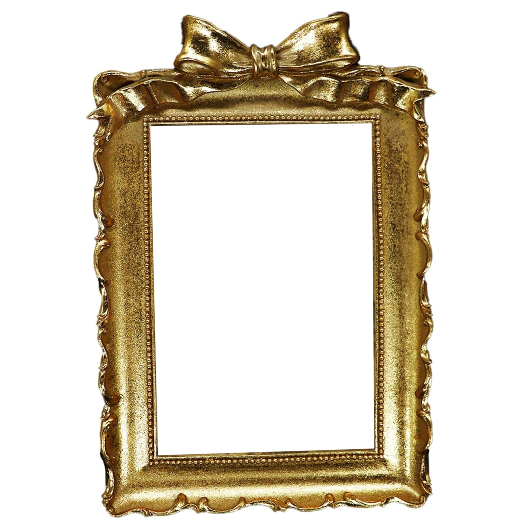 Uanqfegy Gold Picture Frame - 4x6 Vintage Gold Bow Picture Frame with Glass, Elegant for Tabletop & Wall Home Office Decoration