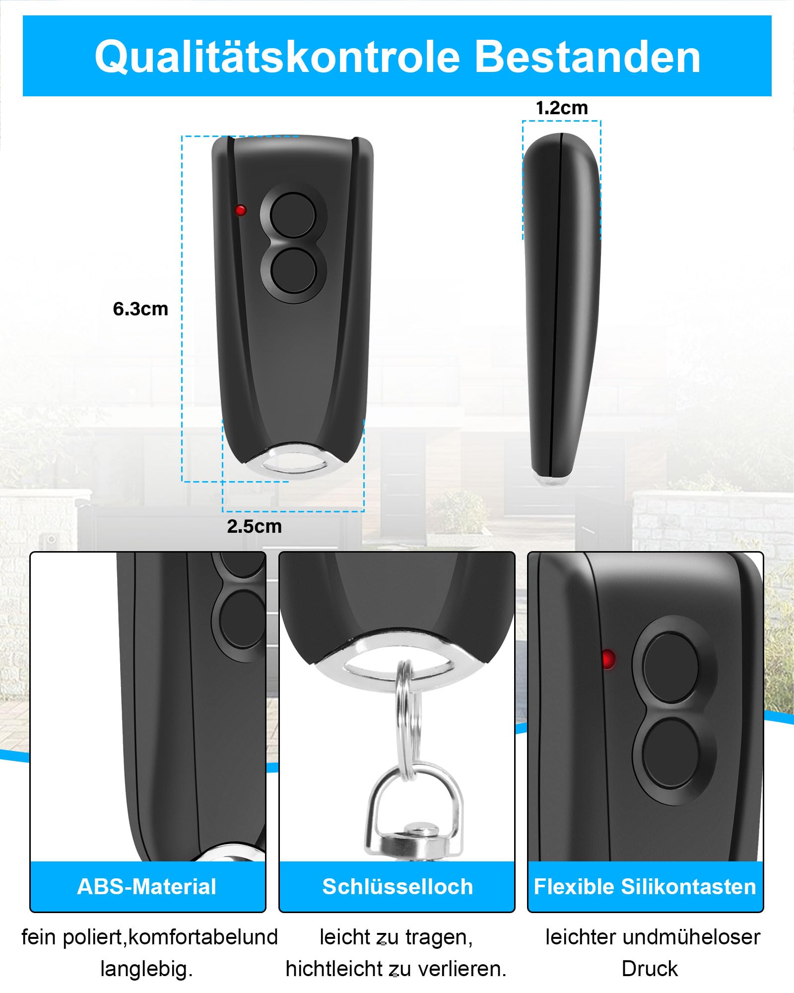 Telecommande Portail pour S449 QZ2, S449 QZ1, 433.92 MHz, 2 Canaux, TXQ4492P0, Télécommande de Portail pour Porte de Garage (1)