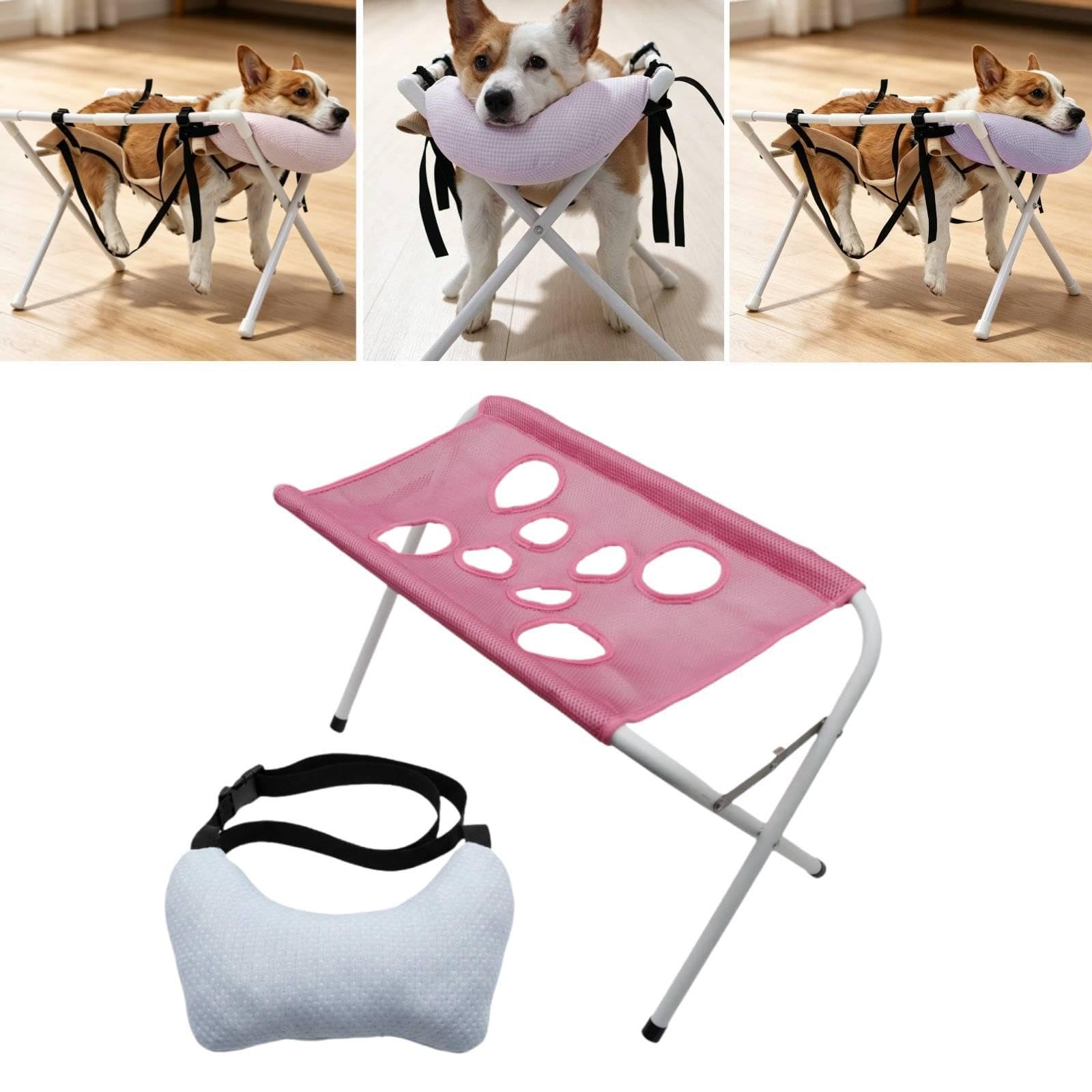 Hundepflege Hängematte Hund Hängegestell Pflegehilfe Pflegeschlinge mit Stabiler Aufhängung Und Reißfestem Mesh Material für Baden Krallentrimmen Ohre, Rosa