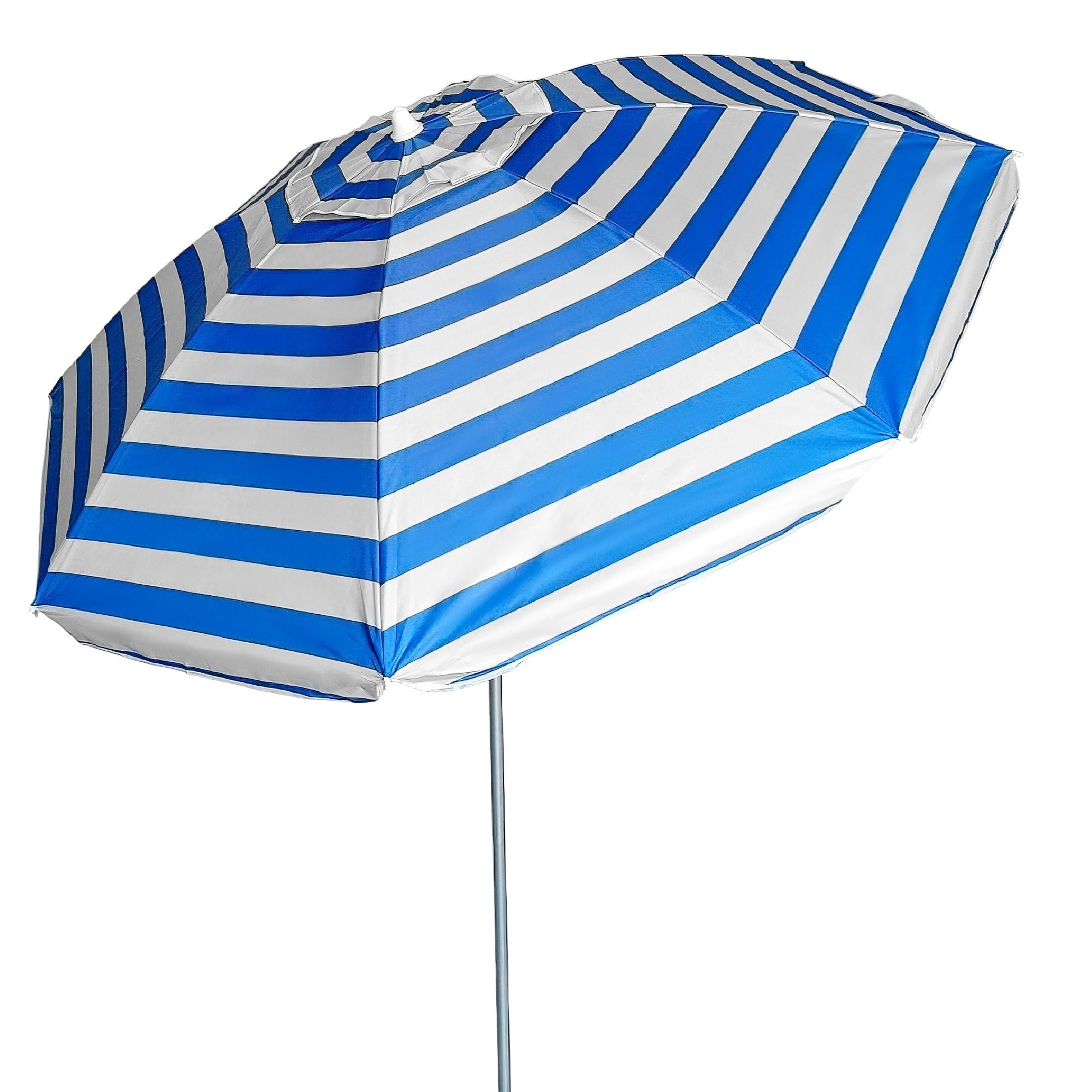 Pincho Sombrilla Playa Grande Ø200 cm, antiviento, protección UV 50, Materiales de Calidad, Tubo de Aluminio, Varillas de Fibra de Vidrio, Palo reclinable