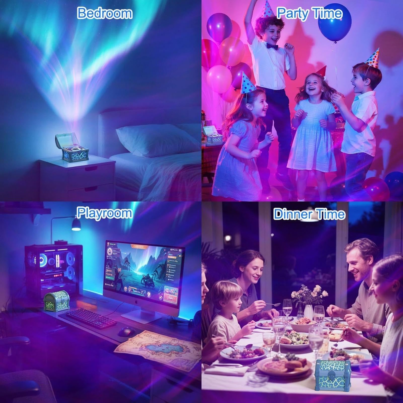 Générique Galaxy Night Light, urocza ściemnialna lampa LED, akcent projektora w pokoju z zegarem, dekoracyjne oświetlenie na urodziny Boże Narodzenie przedszkole impreza półka biurowa łóżko