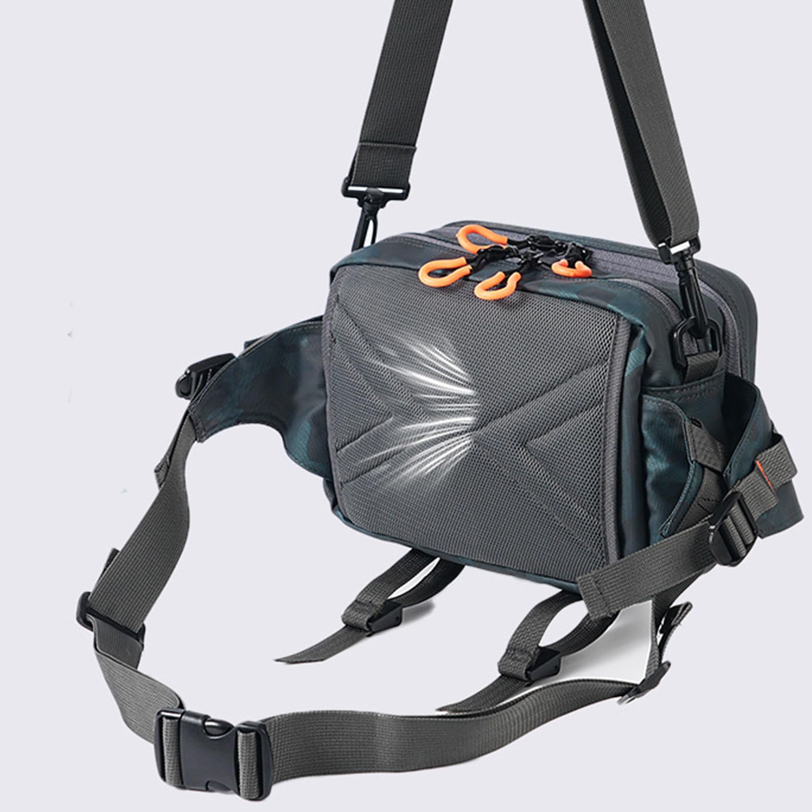 Greabuy Sac de rangement pour matériel de plein air, sac de pêche, sac à bandoulière unique, sac à bandoulière, sac à leurres, sacs de taille multifonctions, sacs à dos de pêche