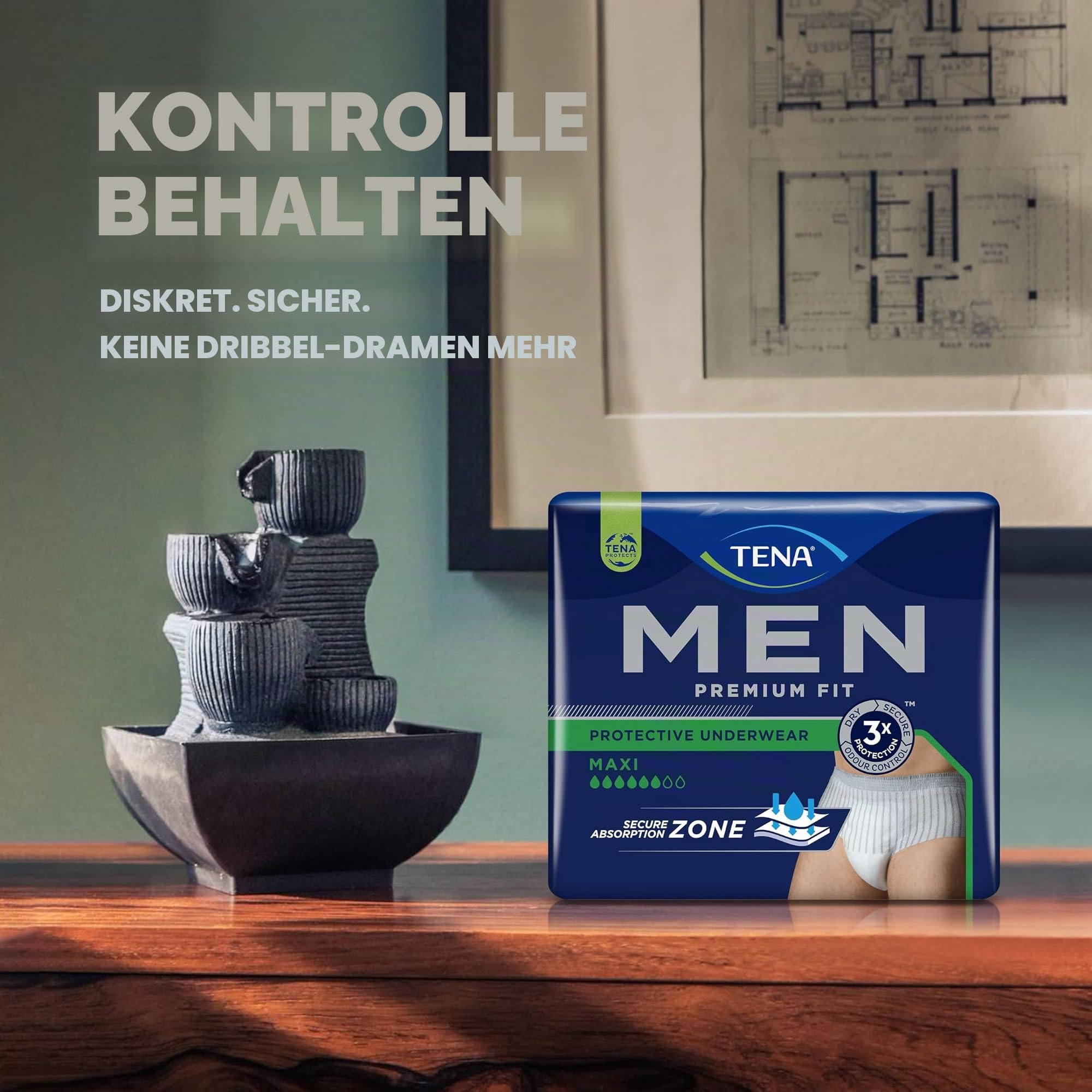 Tena Men Premium Fit Schutzunterwäsche Level 4 - S/M (3 x 10 Stück)