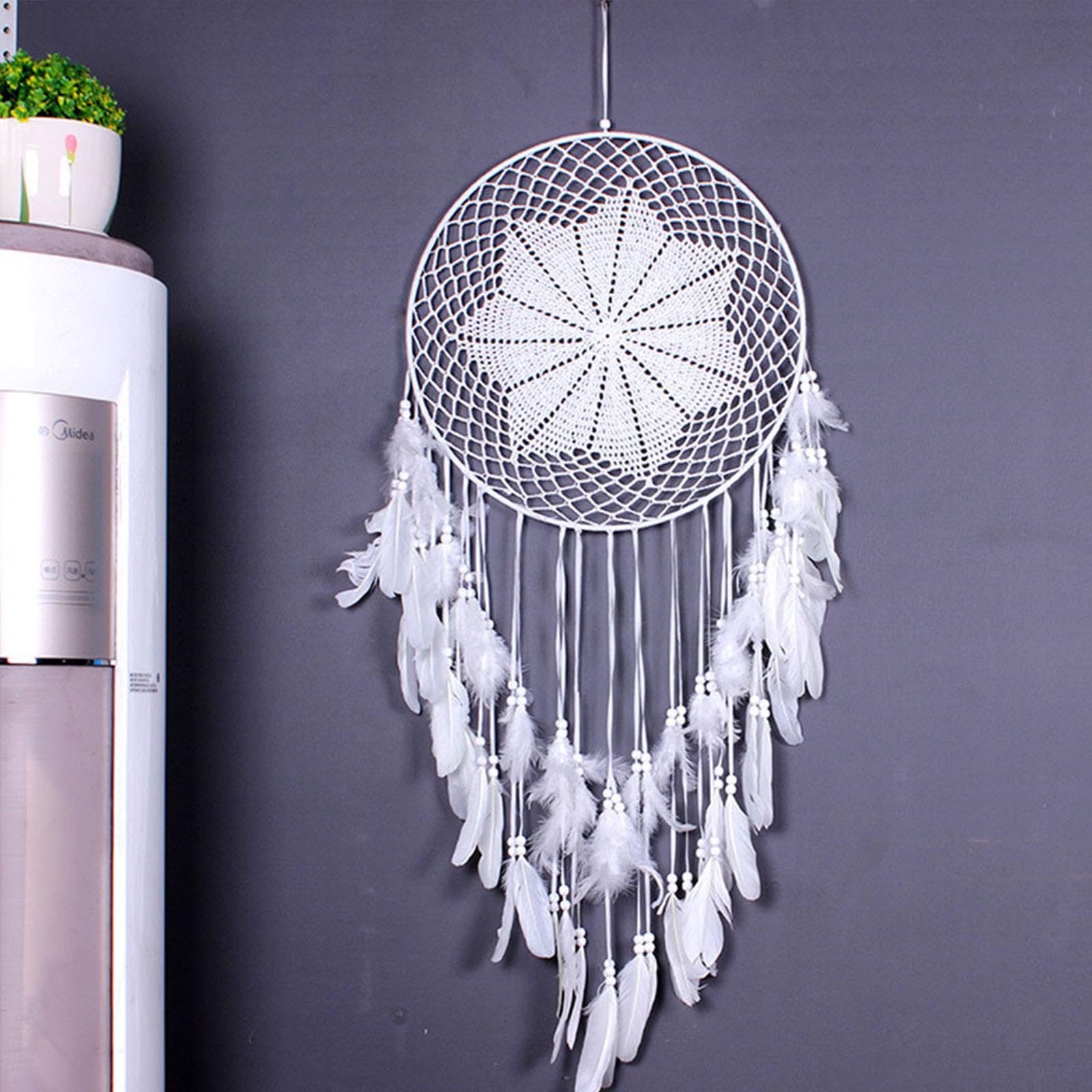 Atrapasueños blanco para decoración de pared hogar estilo nórdico colgante 1