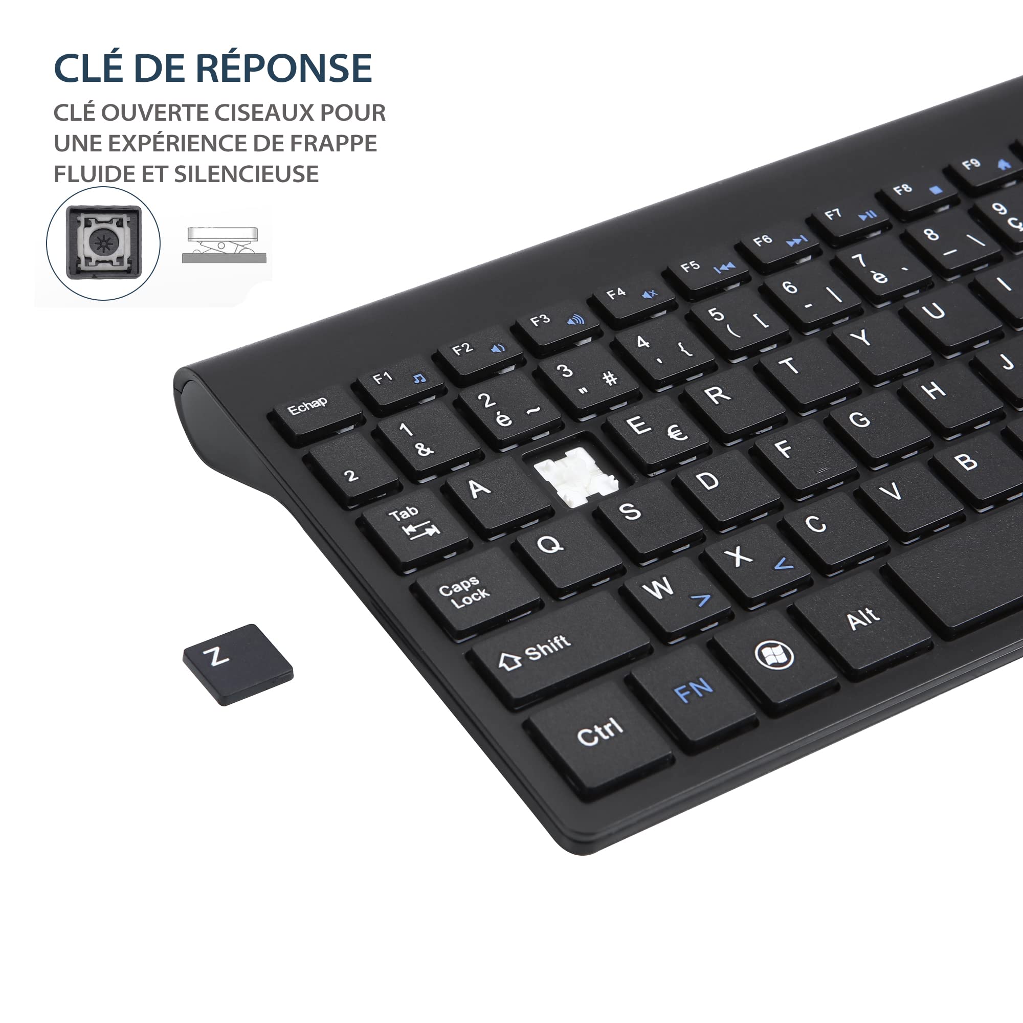2.4GHz sans Fil Vertical Ergonomique Souris et Clavier Combo Slim Portable Taille pour PC Ordinateur de Bureau Ordinateur Portable Tablette Mac (Right-Handed) (Noir)