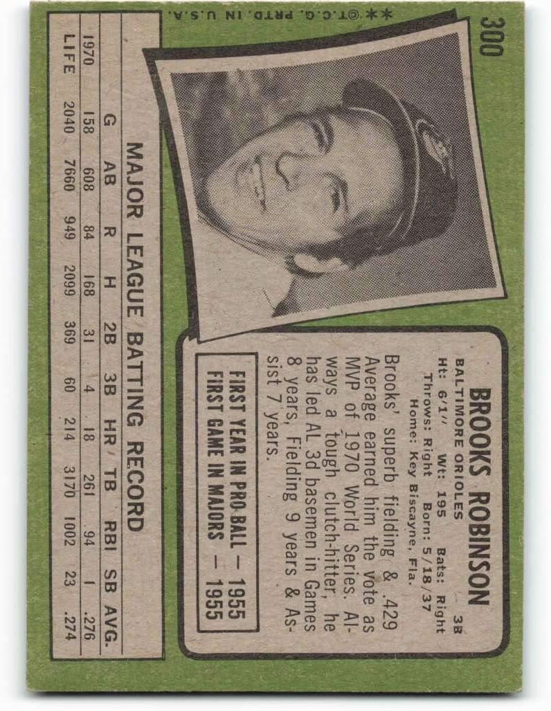 Baseball MLB 1971 Topps #300 Brooks Robinson EX/NM Orioles