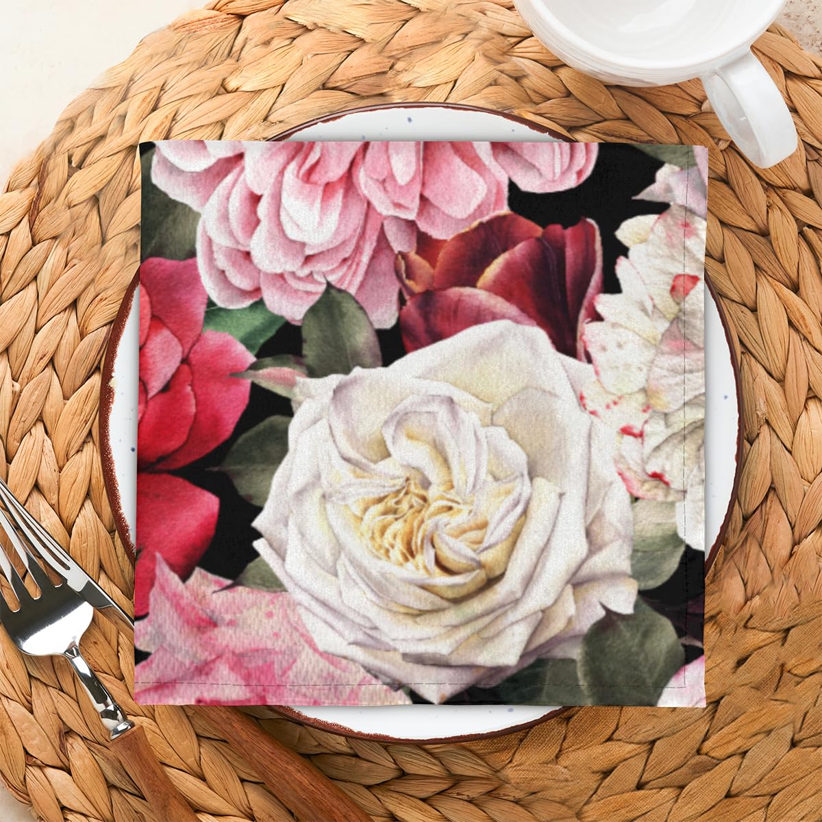 Set De 6 Serviettes De Table En Coton Rose 42x42cm - Avec Franges - Lavables Et Réutilisables - Pour Mariage, Repas, Décoration