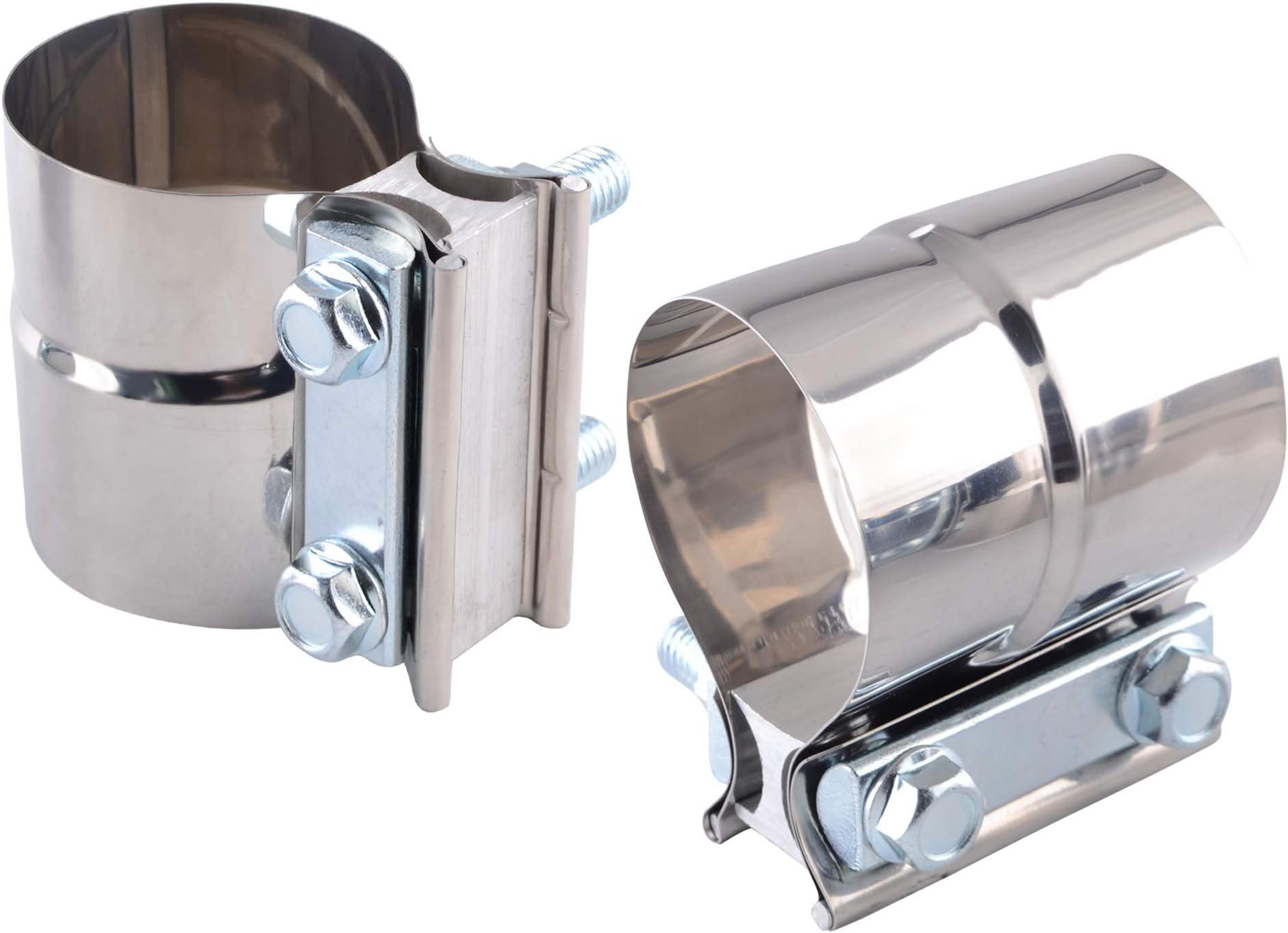 ZFBB 2.25" Lap Joint Band Clamp Exhaust Clamps Pipe Parts Stainless Steel 2Pcs