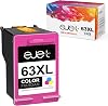 ejet Higher Yield 63XL Color Ink Cartridges Replacement for HP 63 Color Ink Cartridge 63XL to use with OfficeJet 3830 Envy 4520 4512 Officejet 4650 5255 Deskjet 1112 3634 3632 Printer 1 Tri-Color
