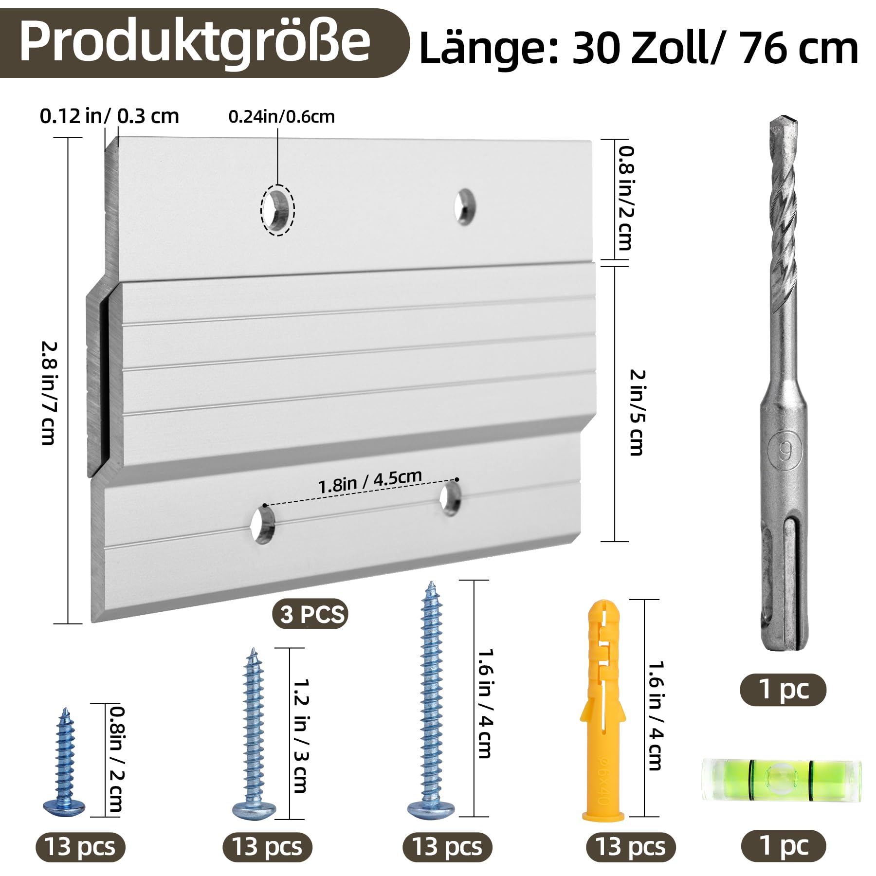 Antimbee Abrazaderas de perfil Z para colgar de 76 cm – 3 pares de colgadores de cuadros para cuadros grandes, marco pesado, espejo y cabecero de cama, soporte de montaje entrelazado con tornillos