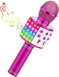 Karaoke Microphone for Kids, Wireless Bluetooth Portable Handheld Karaoke, Adults Speaker Machine Loud(Rose)