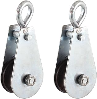 Aexit 2 Pcs Material Handling 0.05T Cargo Lifting Tackle Single Groove Sheave Pulleys Snatch Blocks Silver Tone