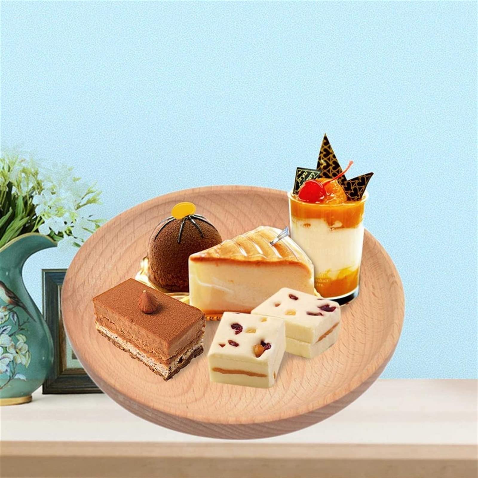 Elegante tazza da tè in bambù con piattino e vassoio, elegante piatto di frutta e supporto per casa e cucina, ecologica, per gli amanti del tè