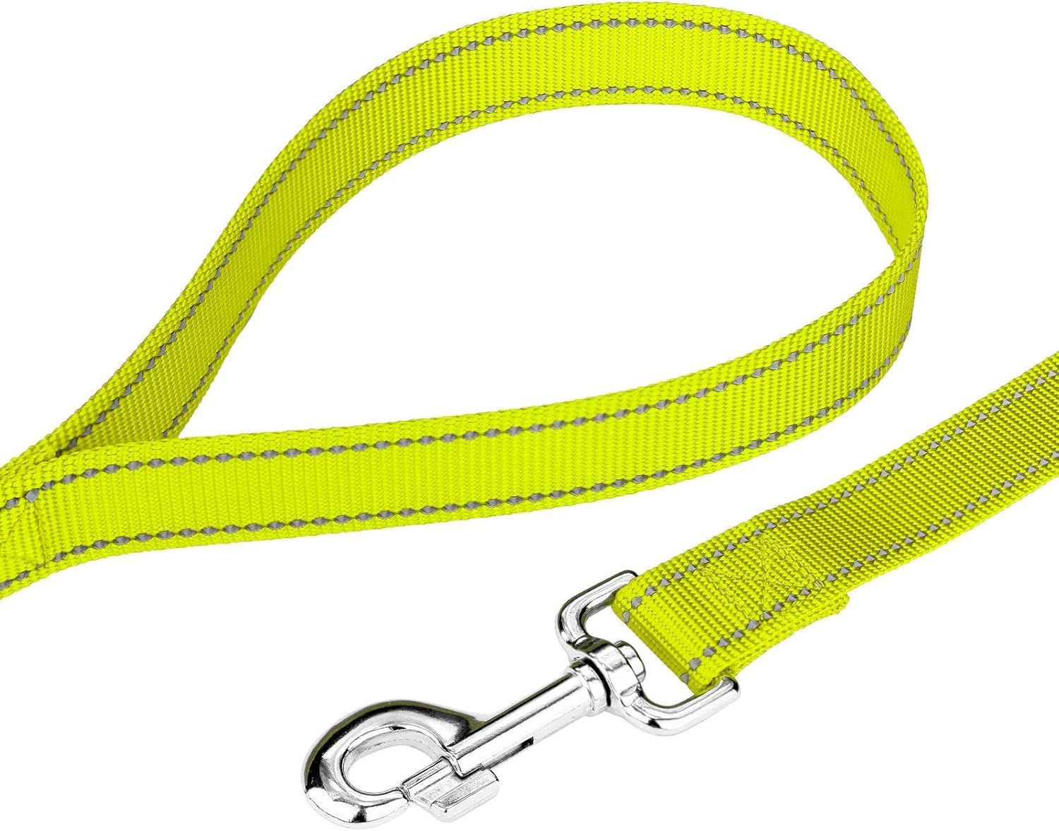 Country Brook Petz - Premium Hot Yellow Reflective Nylon Dog Collar & Leash - Large