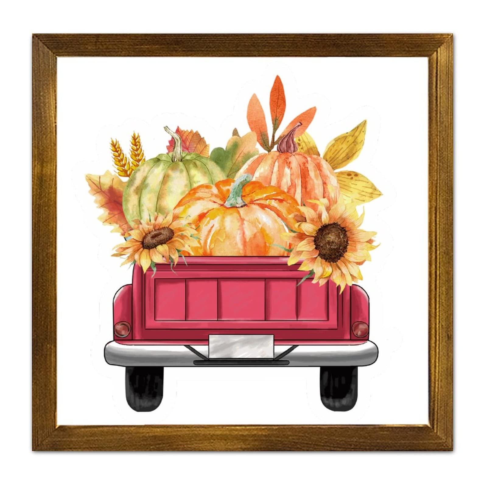 Pumpkin Déco Automne Plaque en Bois Cadre pour Salon et Cuisine