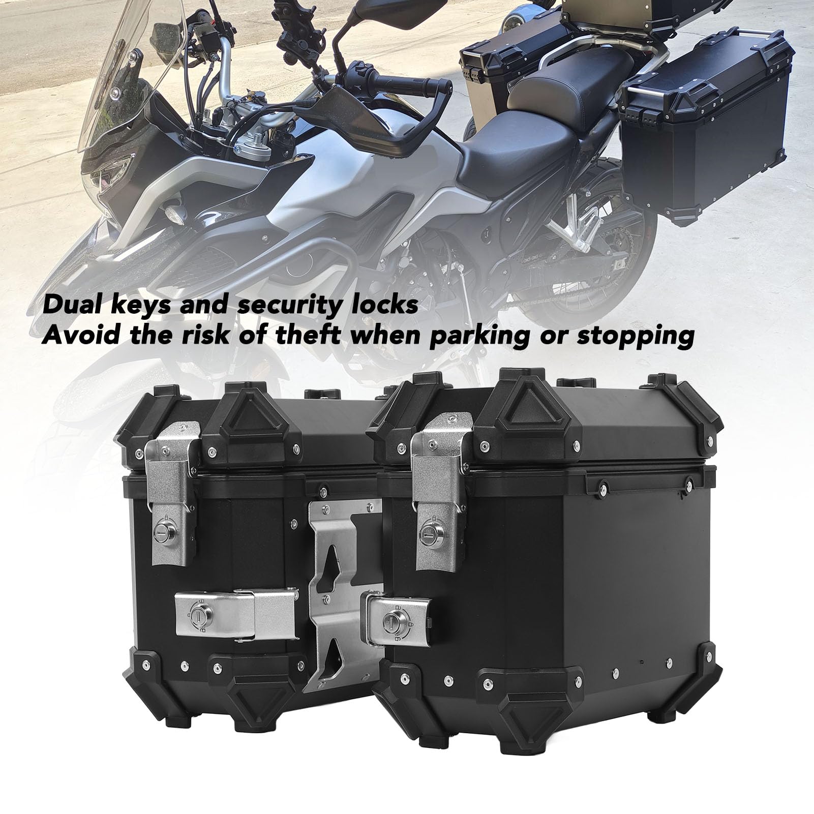 Akozon Caja de Motocicleta Aleación de Aluminio Caja de Silla de Montar Hard Support Rack Casco Equipo de Montaña